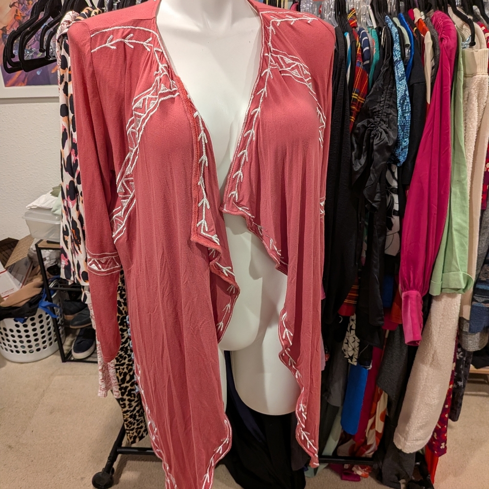 POL Boho Embroidered Cardigan - M